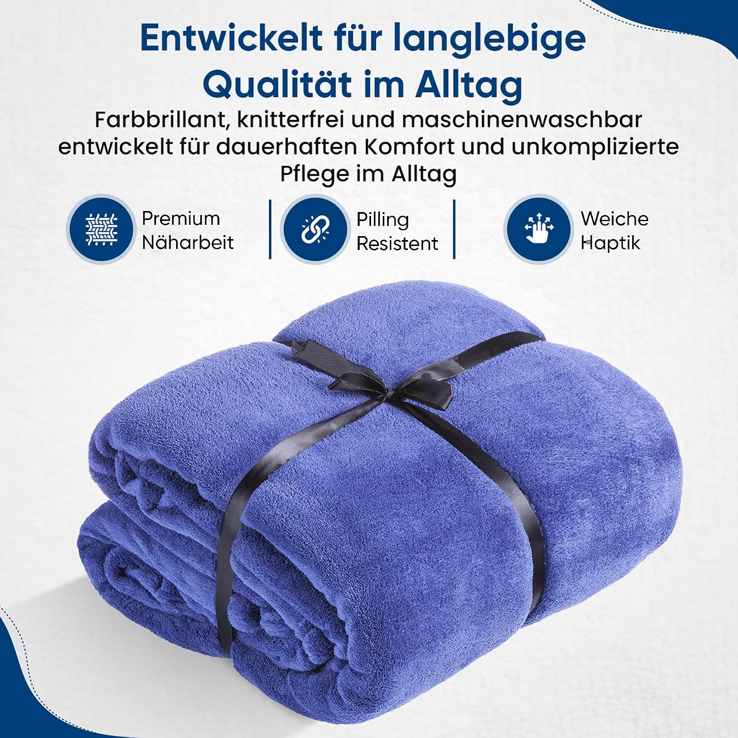 Feluna XXL Kuscheldecke 220x200 cm – Kuschelweiche Wohndecke Grau