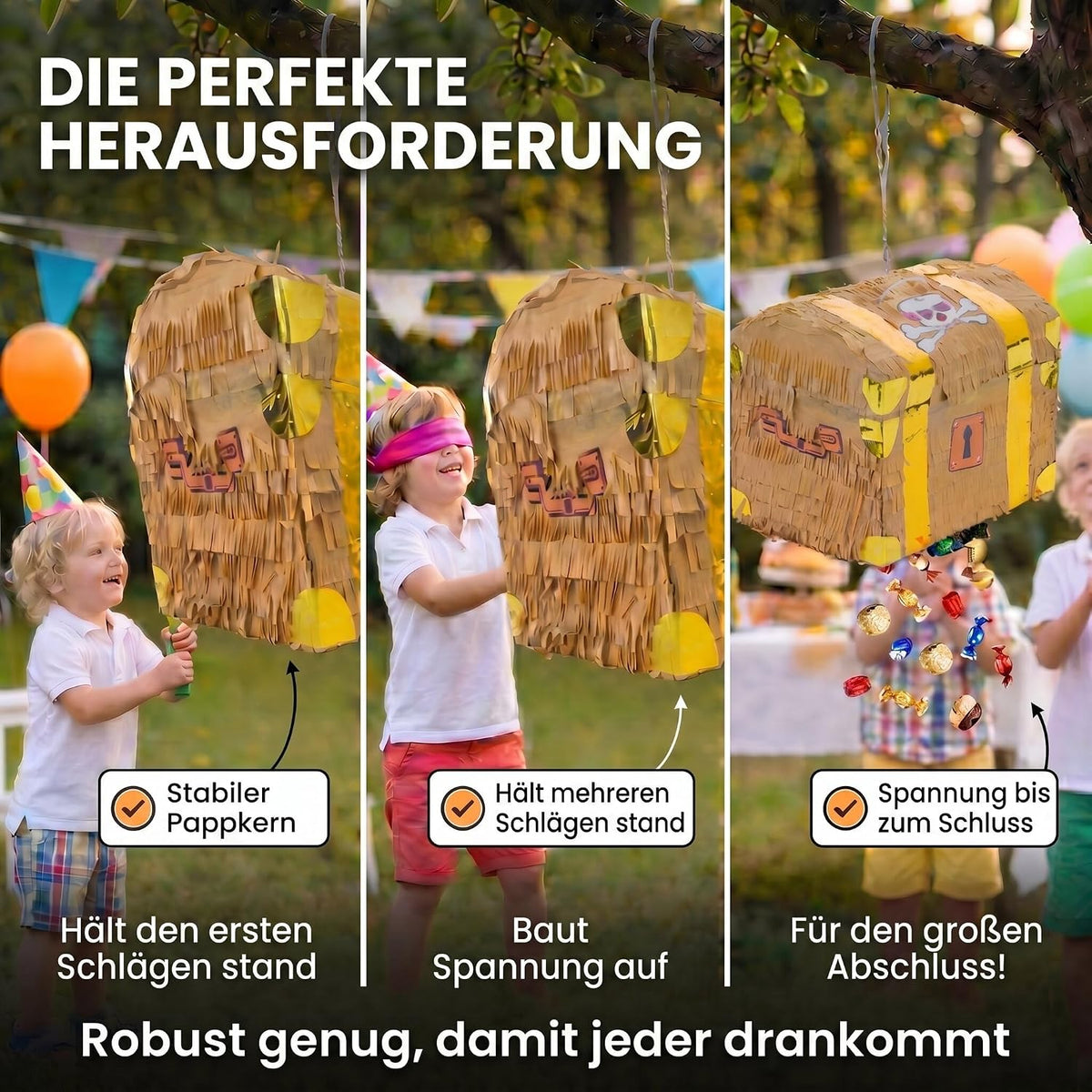 Schatzkiste Pinata - Stabile Schatztruhe Partydeko
