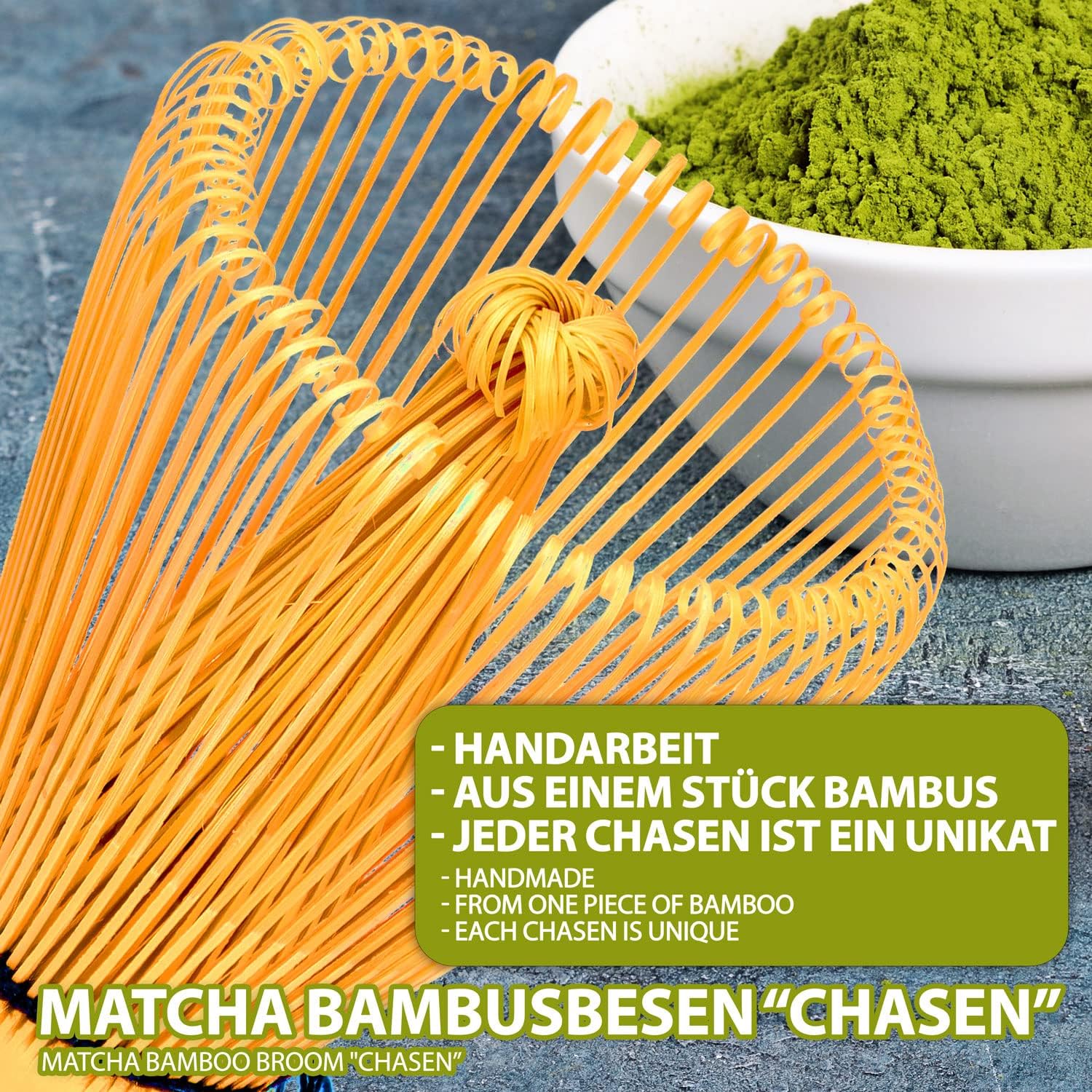 Matcha-Besen Chasen aus Bambus - 100 Borsten für perfekten Schaum