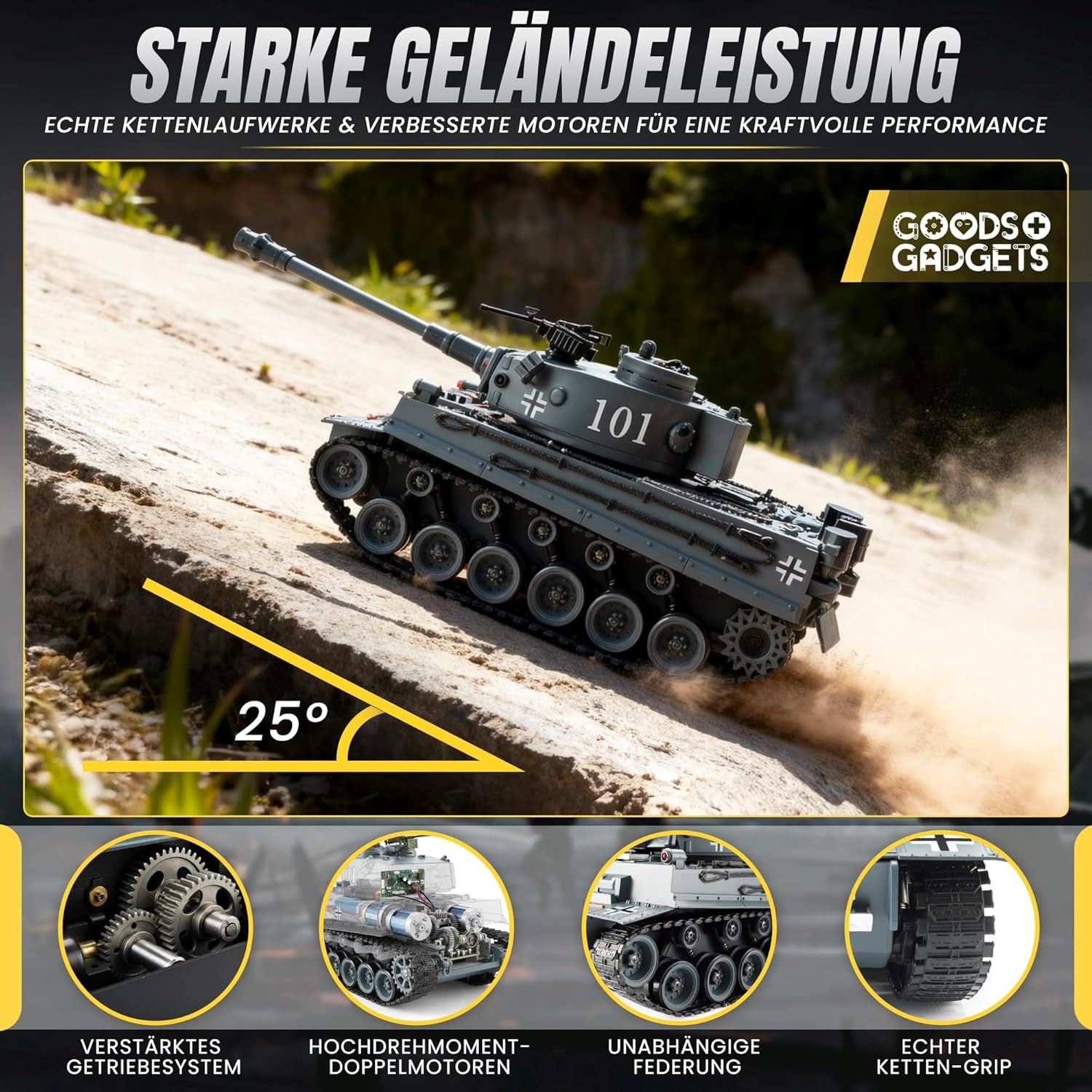 Ferngesteuerter Tiger Panzer 1:16 - RC Modellbau mit Schussfunktion
