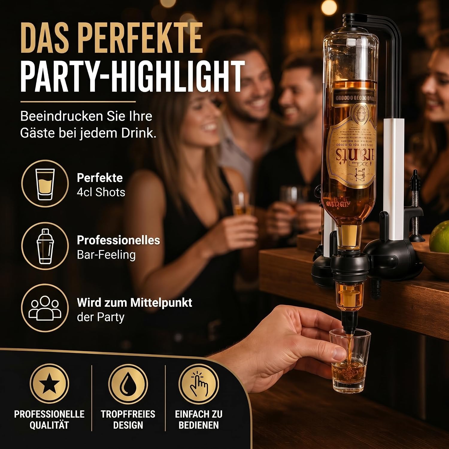 Bar-Butler Spirituosenspender 4cl – Stabile 1-fach Flaschenhalterung