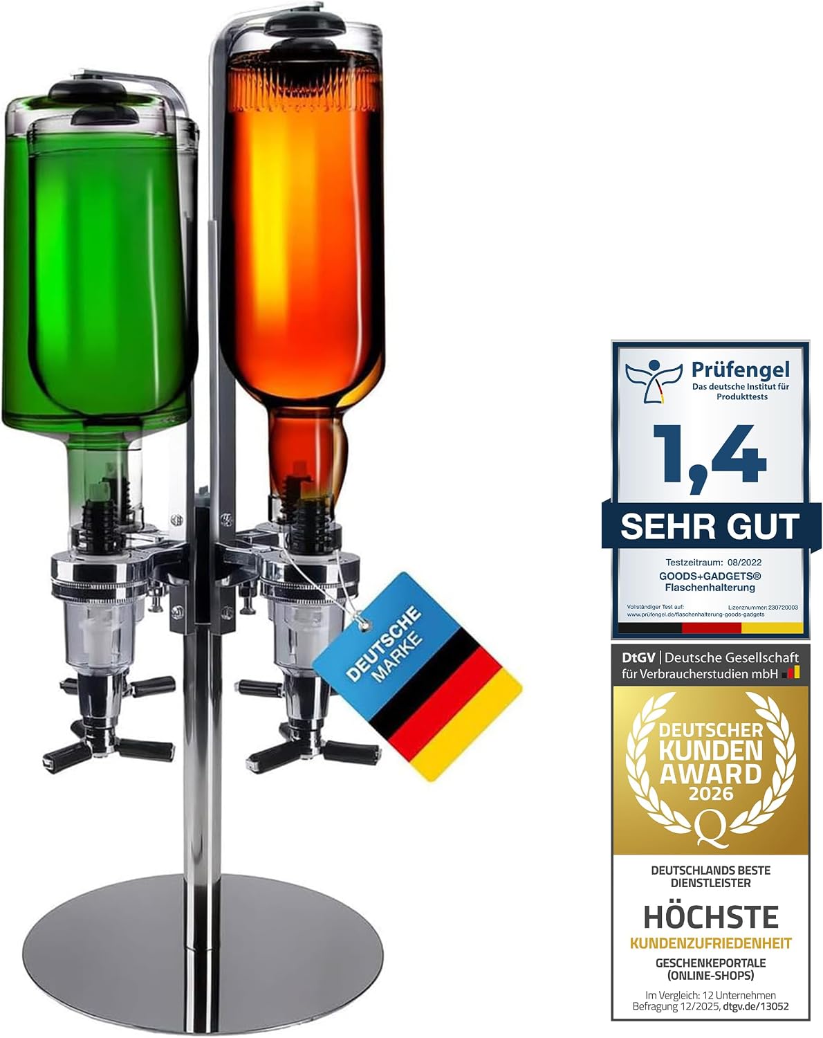 4-fach Wand-Spirituosenspender - Hochwertiger Bar-Butler & Portionierer