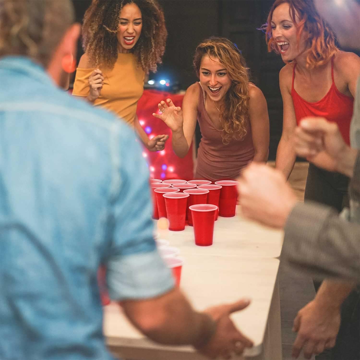 100 Wiederverwendbare Beer Pong Becher Rot - 473 ml & 3 Bälle