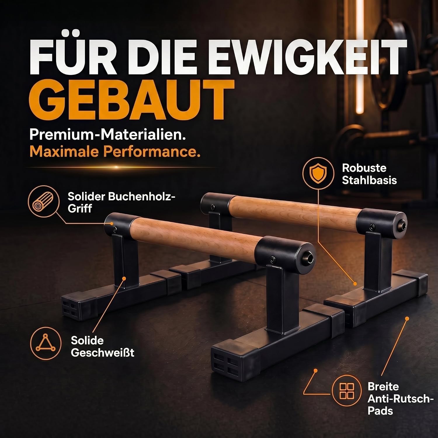 Parallettes Liegestützgriffe - Ergonomische Holzgriffe für Calisthenics