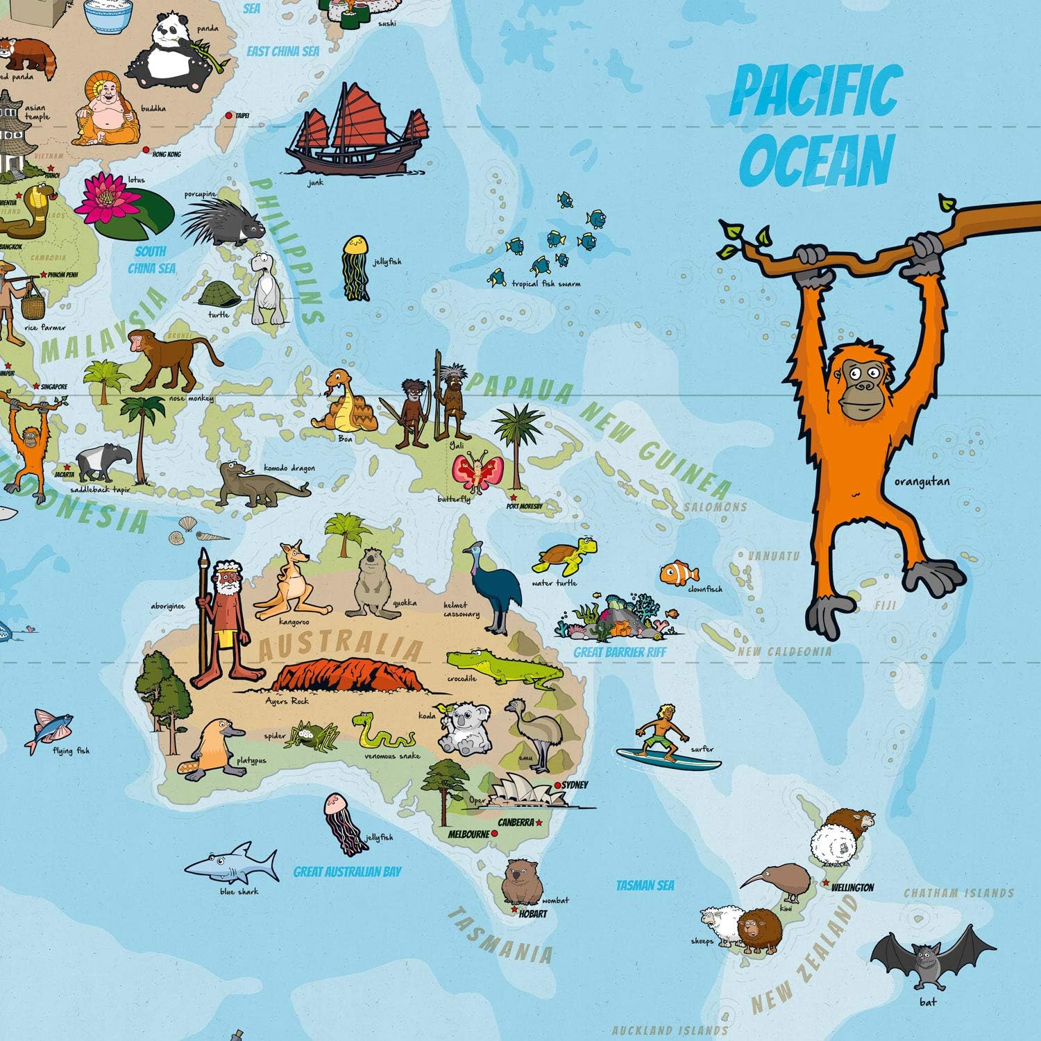 Kinder Weltkarte XXL - 140x100cm Lernposter für Kinder