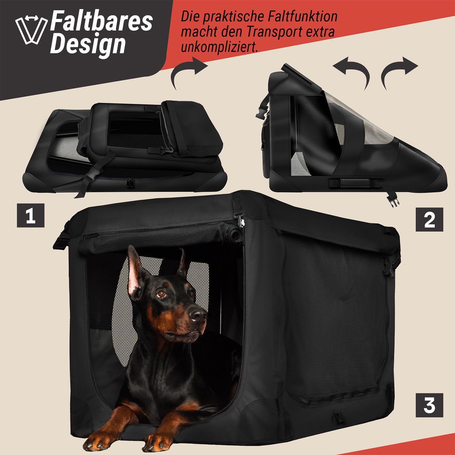 Faltbare Hundetransportbox Gr. L - Stabile Hundebox fürs Auto