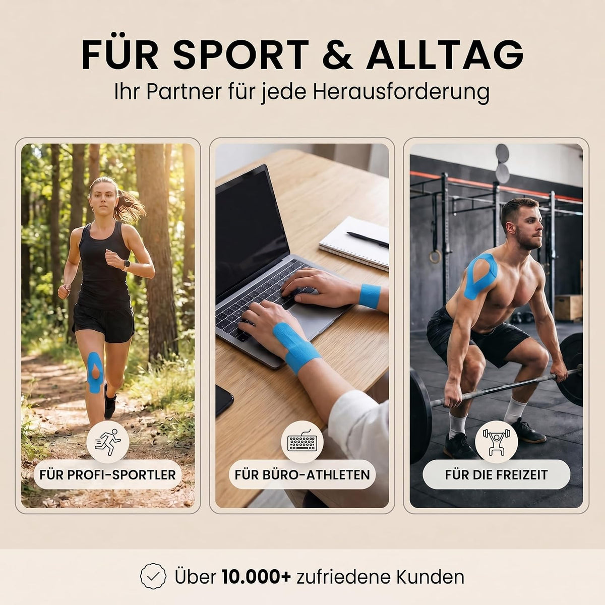 Kinesiologie Tape 10cm x 5m – Extra breites Sporttape Physio