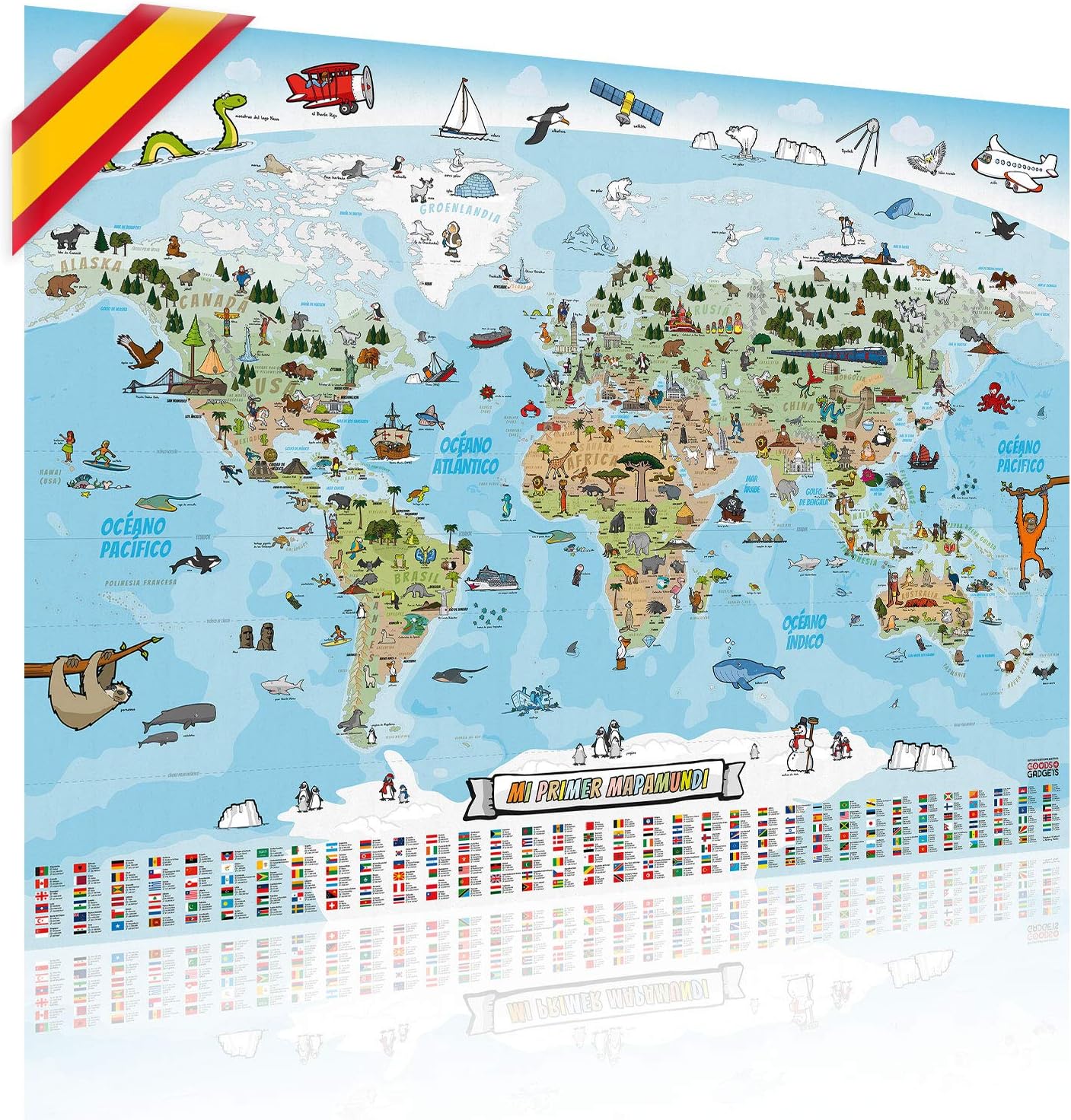 Kinder Weltkarte XXL - 140x100cm Lernposter für Kinder
