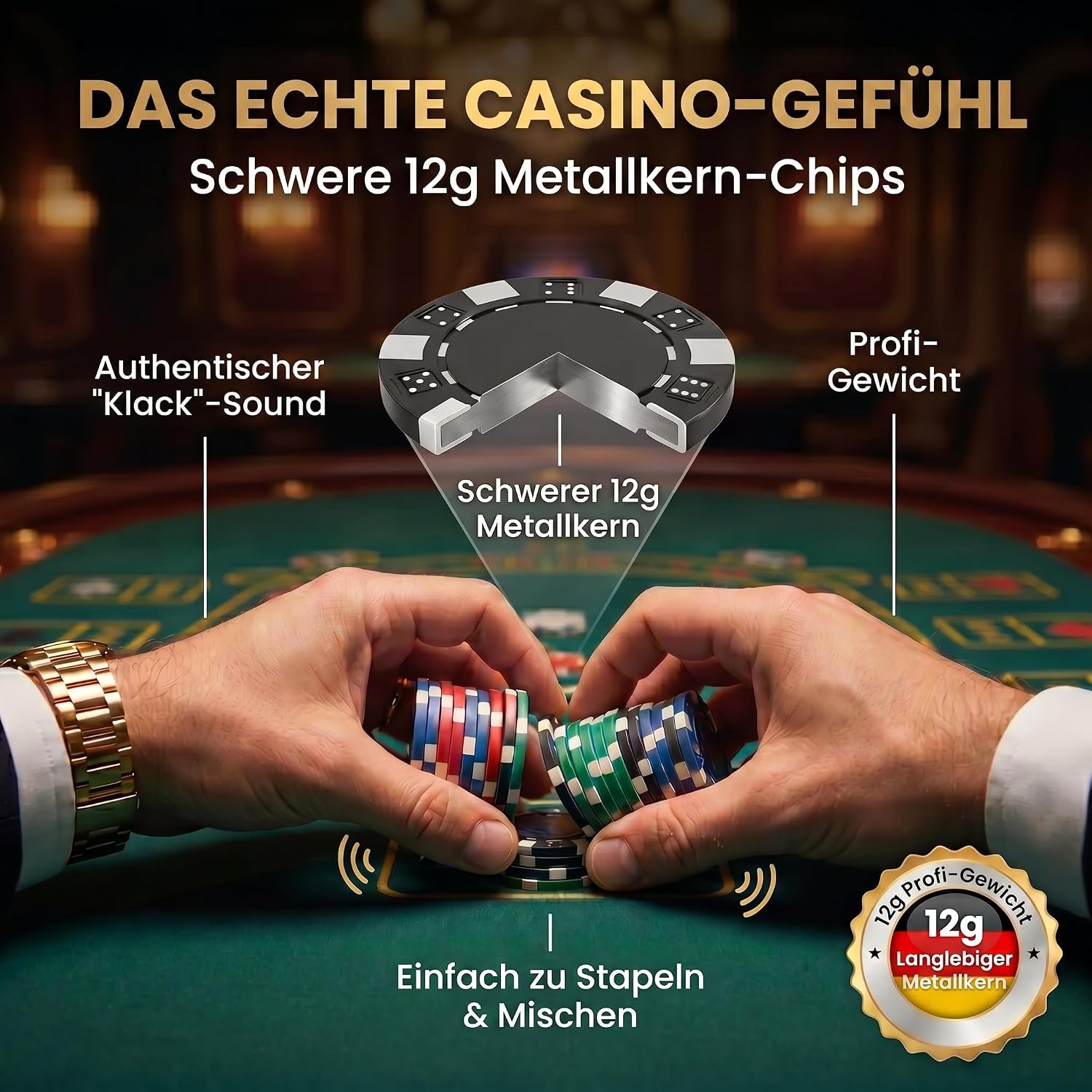 Profi Pokerset mit 500 Chips & Alu-Koffer – Casino-Feeling für Zuhause
