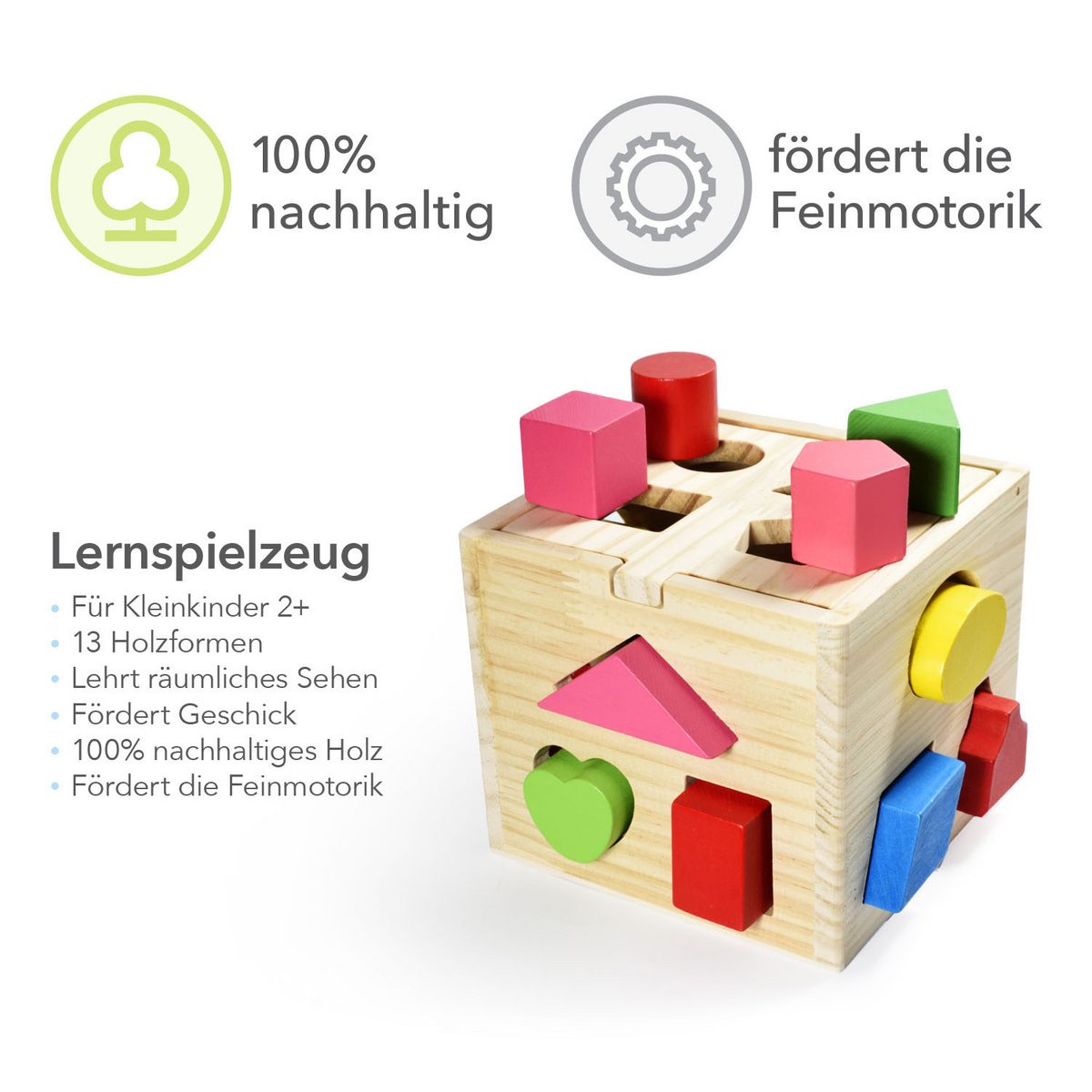 Holz Steckwürfel Kiste - Lernspielzeug für Feinmotorik – PT03