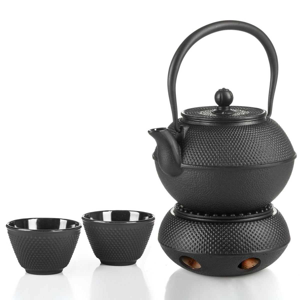 Dimono Gusseisen-Komplettset mit Teekanne, Stövchen und zwei Tassen