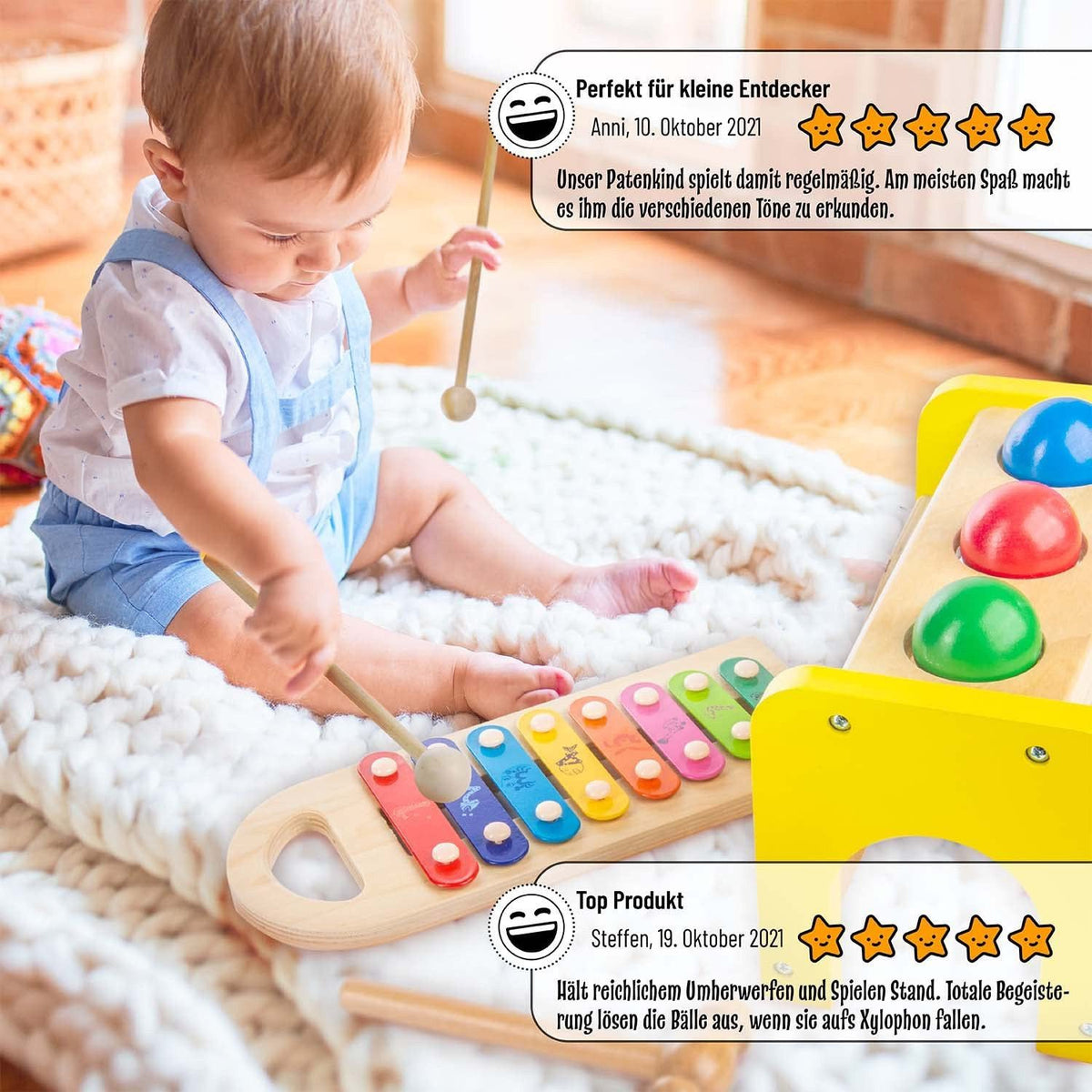 Sortierwürfel, Sortierspielzeug und Musikinstrument 3in1 Kinderspielzeug – Triff den Ball – SKU 78770541 – PT06 #Variante_Triff den Ball