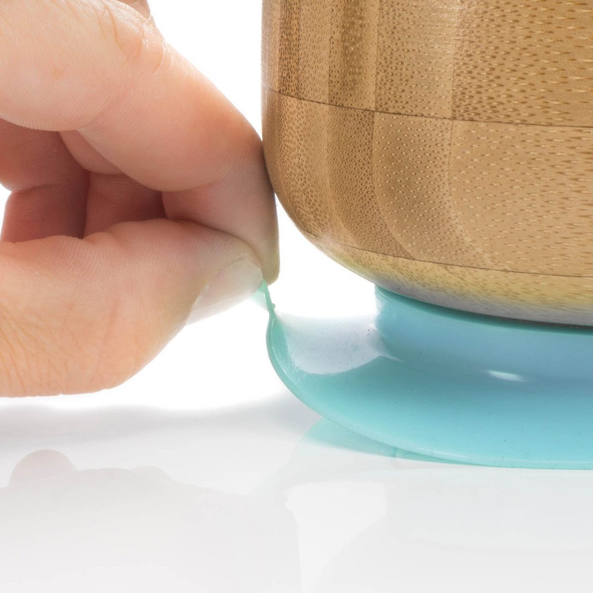 Bambus Baby-Schüssel mit Saugnapf - Rutschfester & BPA-freier Teller – PT02 #Farbe_Blau