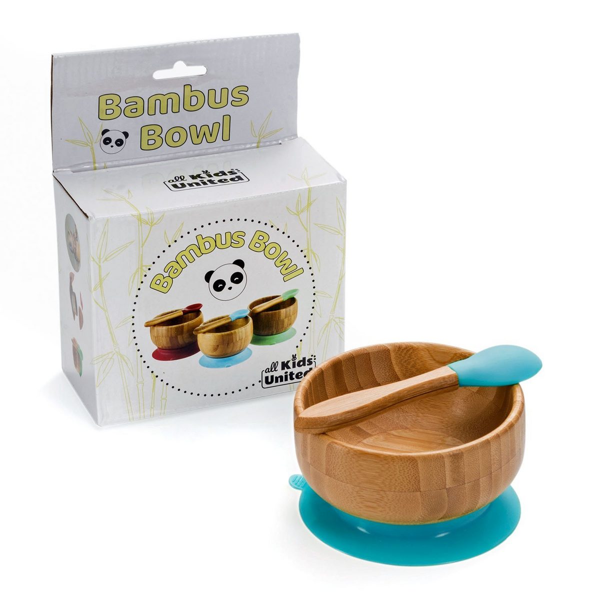Bambus Baby-Schüssel mit Saugnapf - Rutschfester & BPA-freier Teller – PT08 #Farbe_Blau