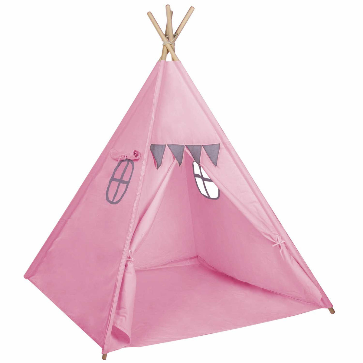Tipi-Spielzelt für Kinder aus Baumwolle & Leinen - Stabiles Spielhaus #Farbe_Pink