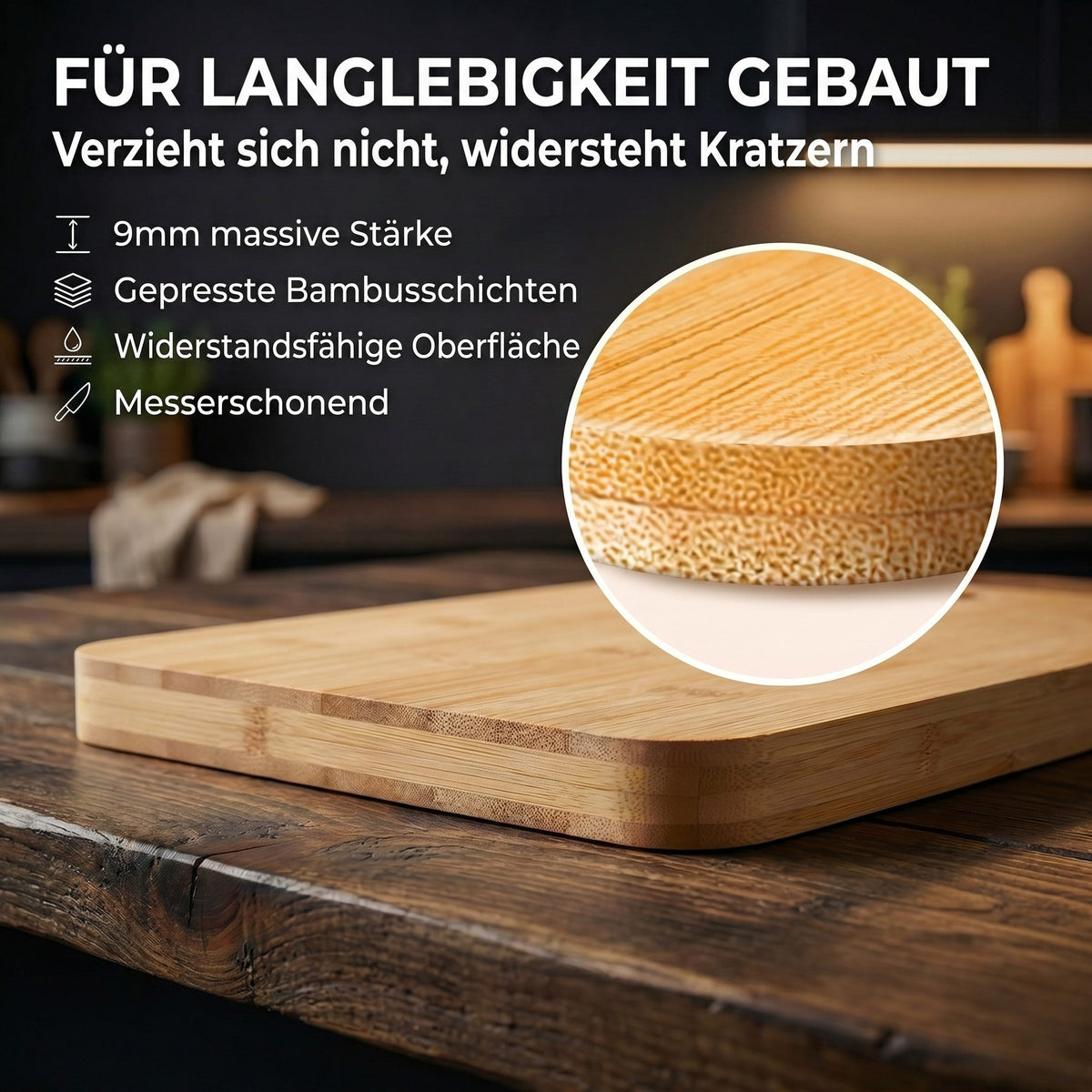 Bambus-Frühstücksbrettchen 6er Set mit Ständer – Klingenschonend – PT03