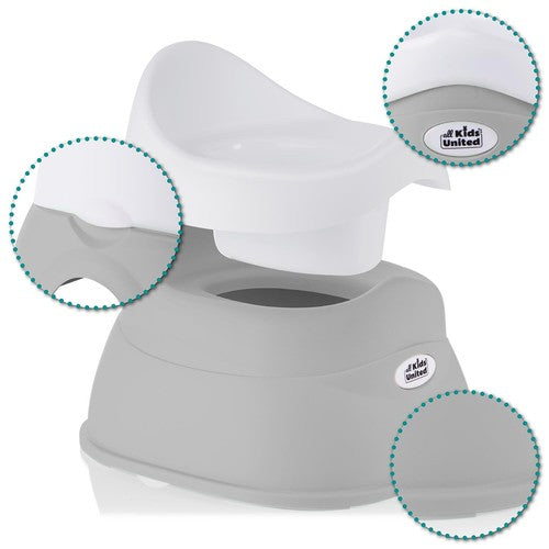 Baby-Töpfchen Grau – Originalansicht mit Details zu Einsatz und grauem Sockel #Farbe_Grau