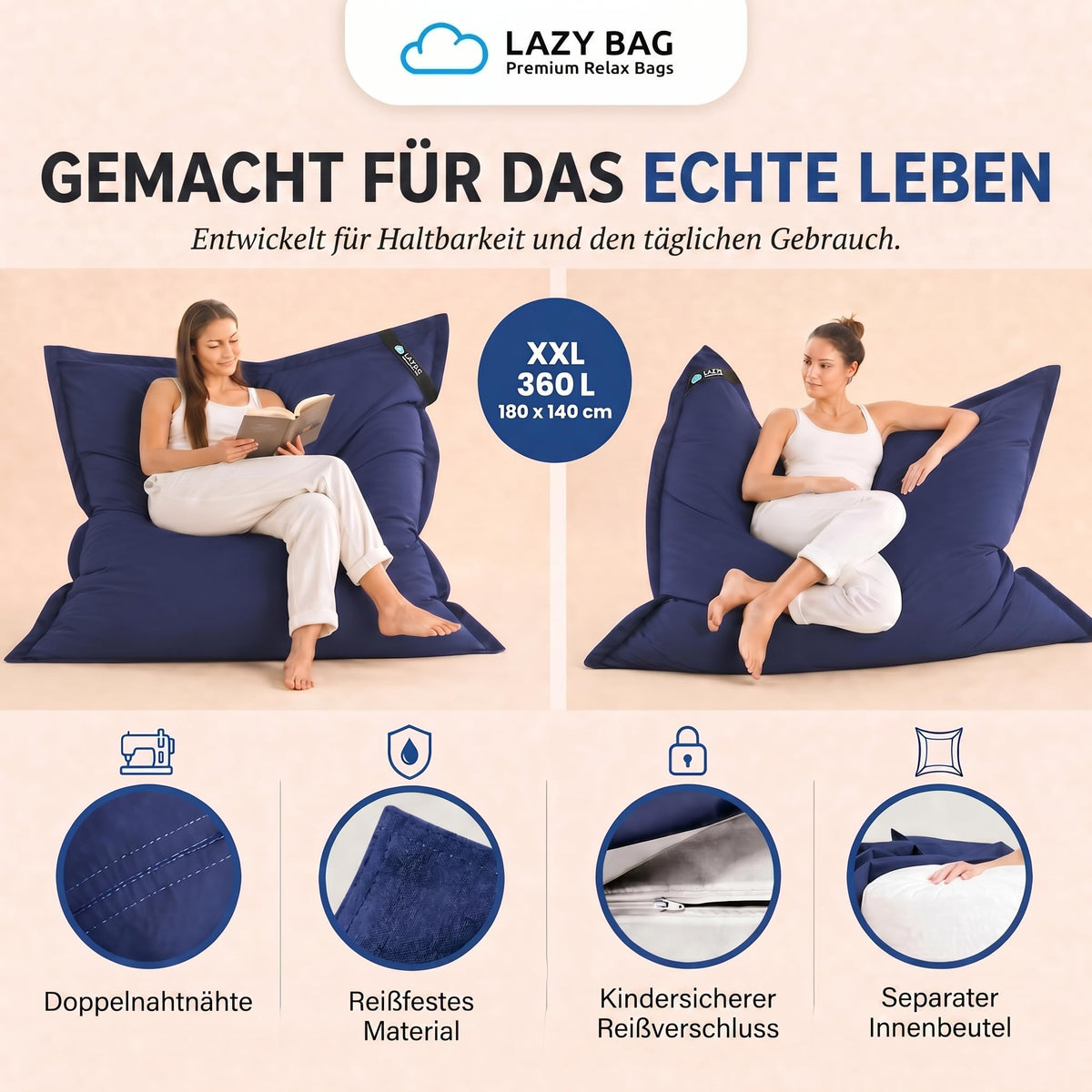 LazyBag Baumwolle Blau – Produktbild 3 #Variante_Blau