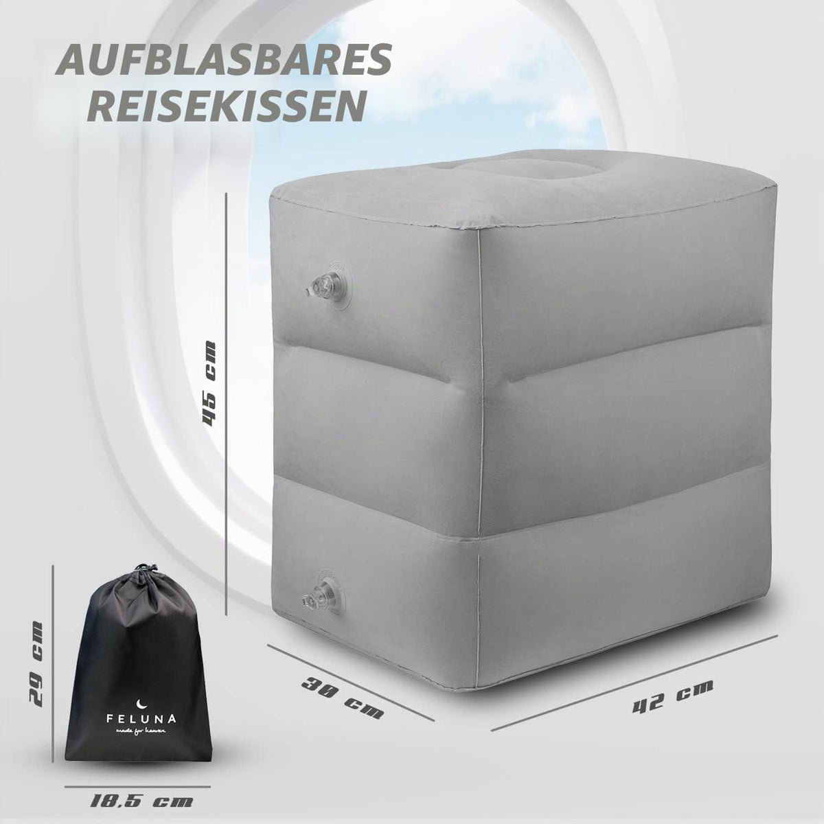 Flugzeug-Reisekissen Grau – Maße #Farbe_Grau