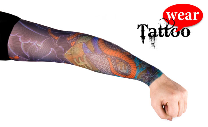 Tattoo Ärmel Stulpen Fasching Verkleidung Sleeve Dragon Yakuza