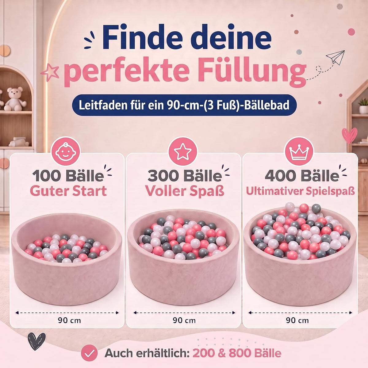 Bällebad-Bälle Rosa/Grau/Weiß #Farbe_Rosa/Grau/Weiß