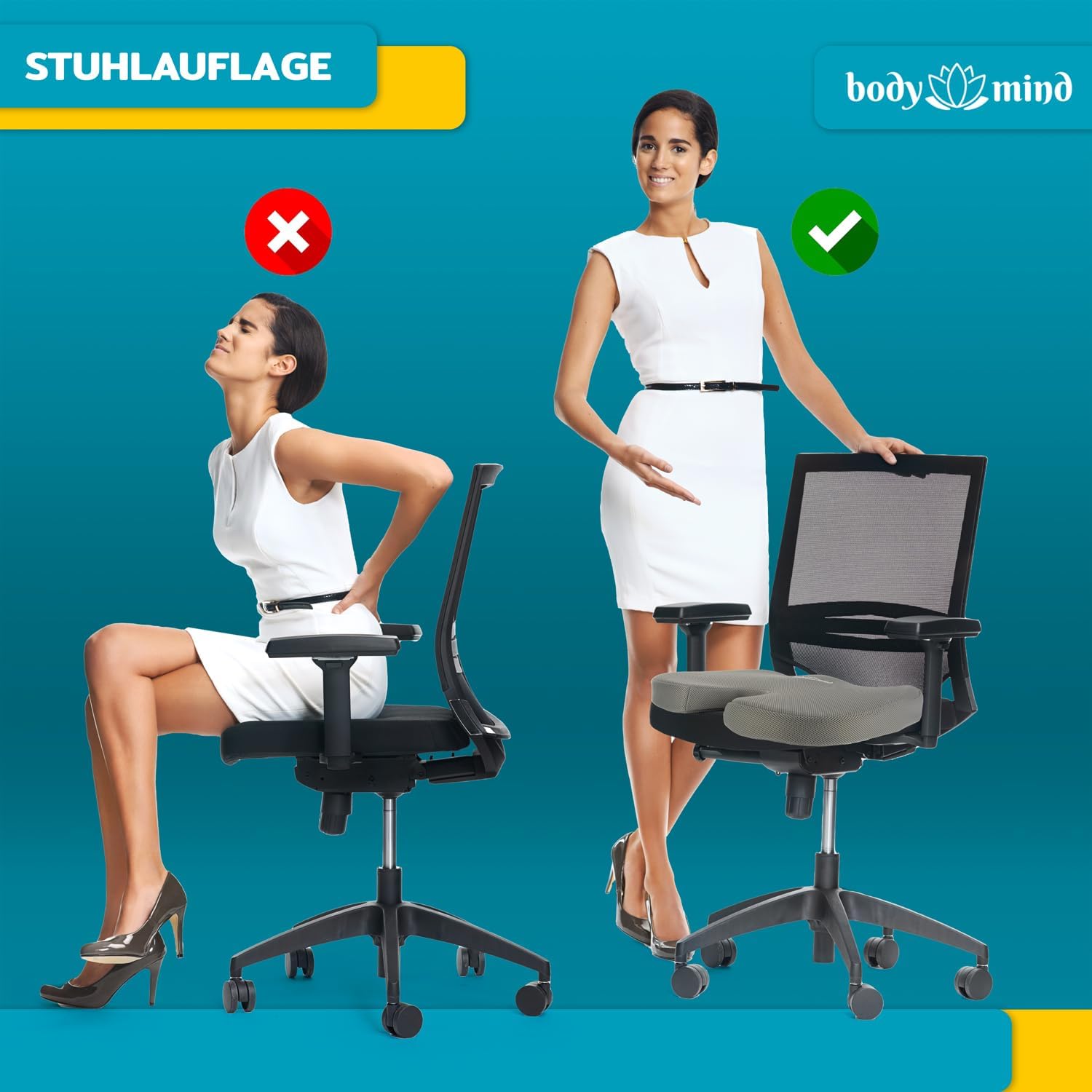 Orthopädisches Keilkissen mit Memory-Foam für Büro & Auto