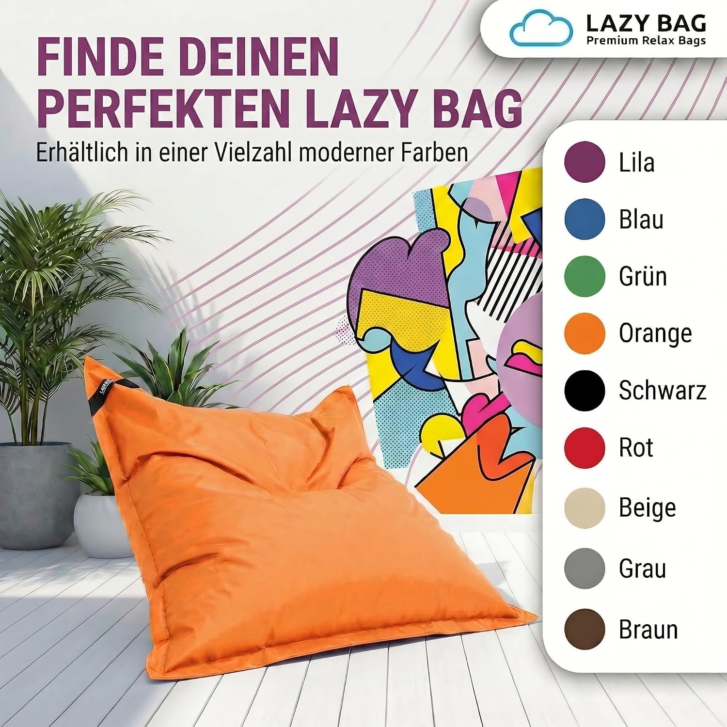 LazyBag Outdoor Sitzsack Junior – Wasserfestes Sitzkissen für Kinder