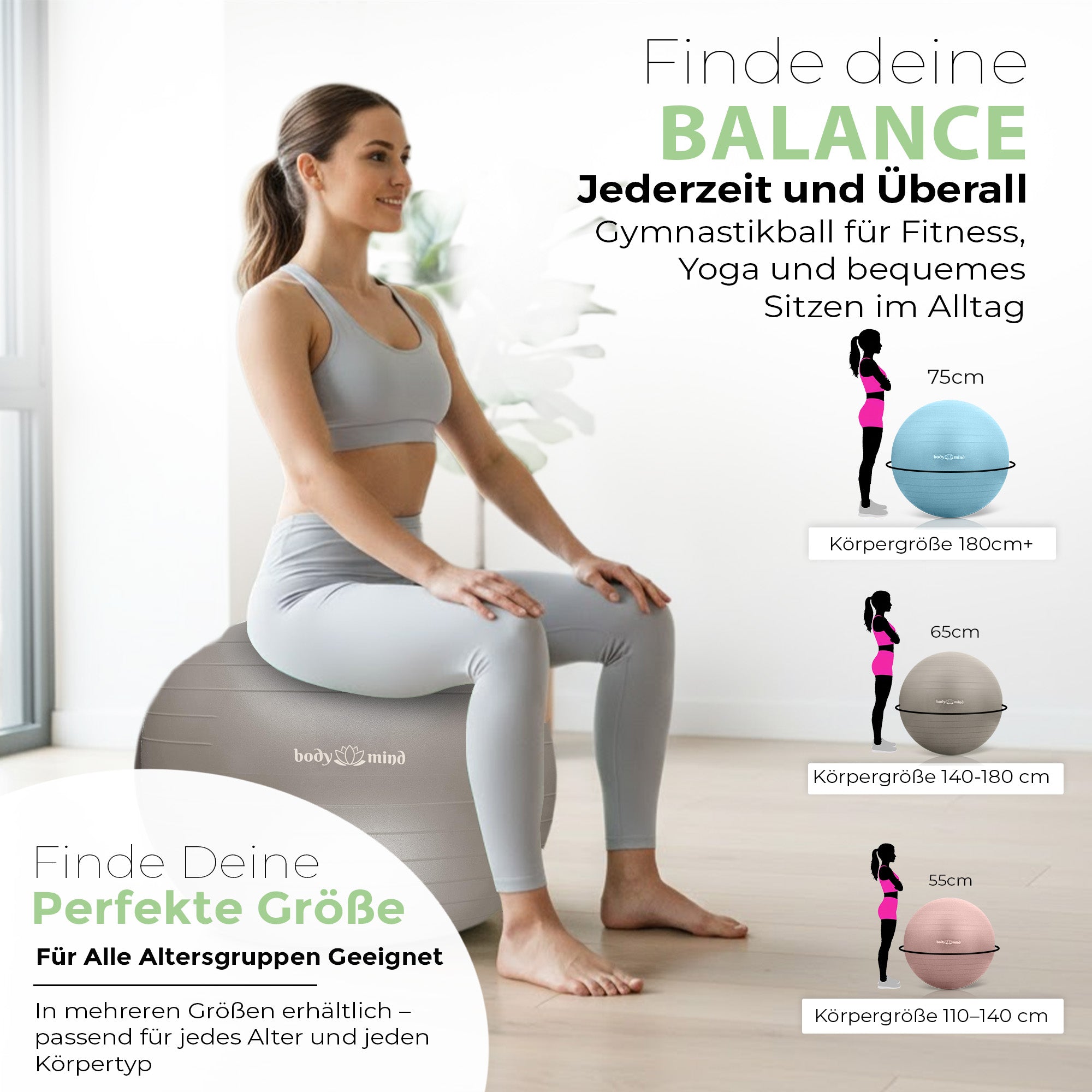 Gymnastikball inkl. Luftpumpe - Anti-Burst Pilates Ball