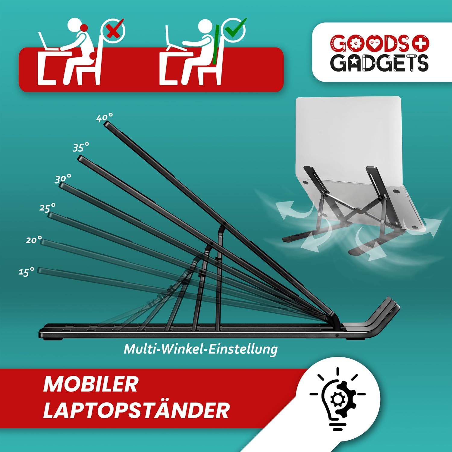 Ergonomische Laptophalterung – Faltbar & Höhenverstellbar