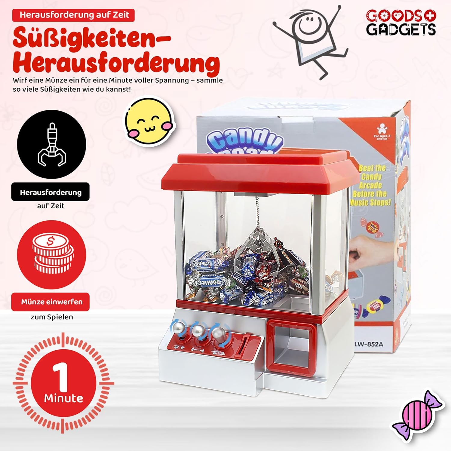 Candy Grabber Süßigkeiten Greifautomat – Arcade-Spielspaß für Kinder