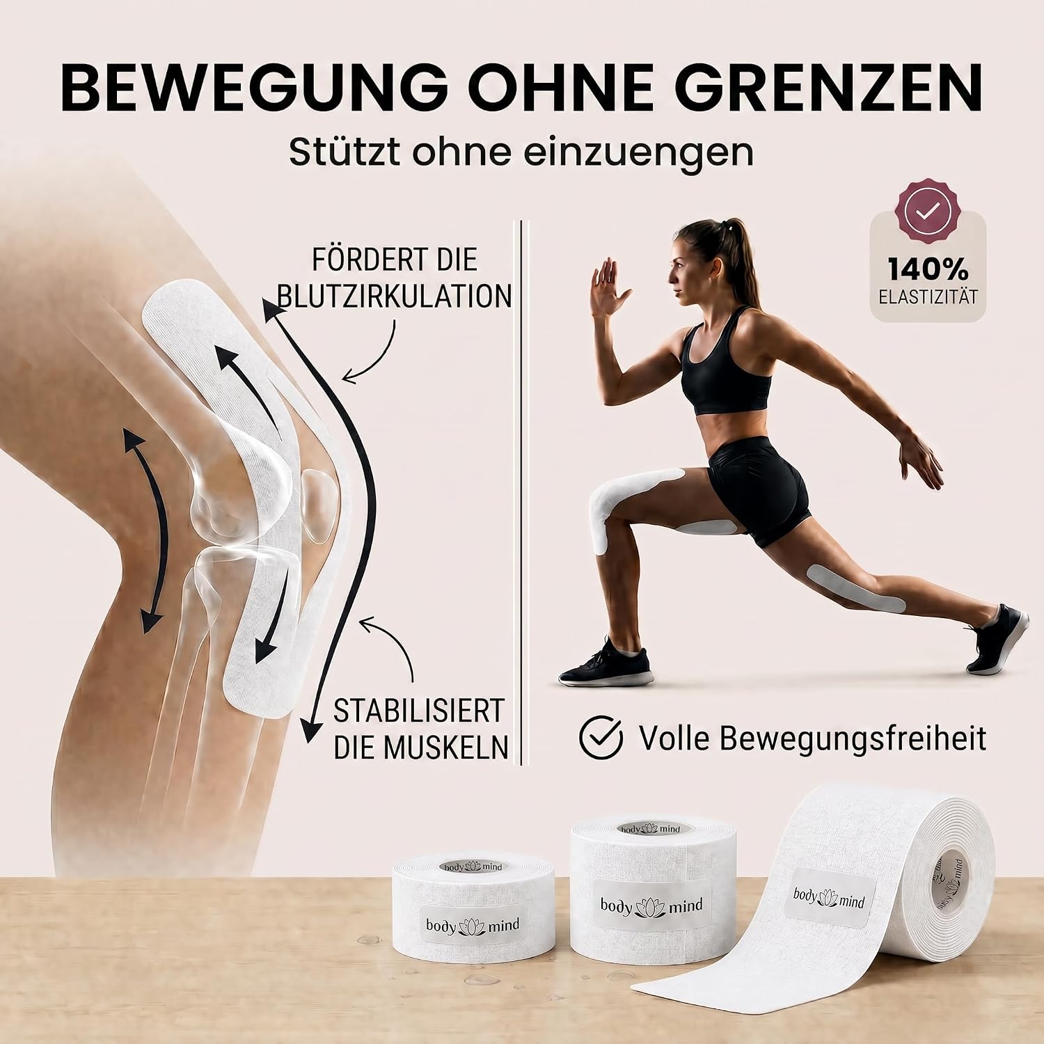 Kinesiologie-Tape 5cm x 5m – Elastisches Physio-Sporttape