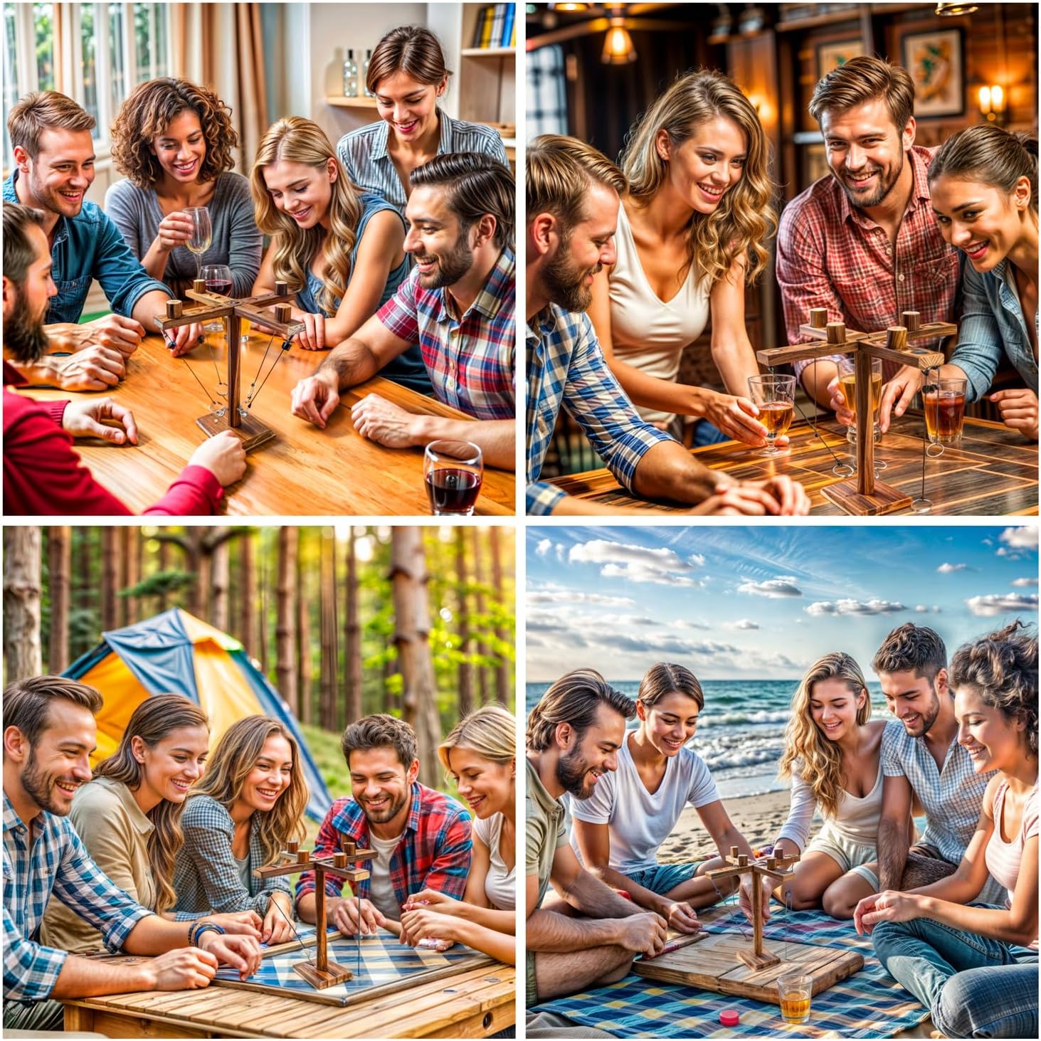 Ringwurf-Spiel Deluxe 2.0 aus Holz – Spannendes Party-Haken-Spiel