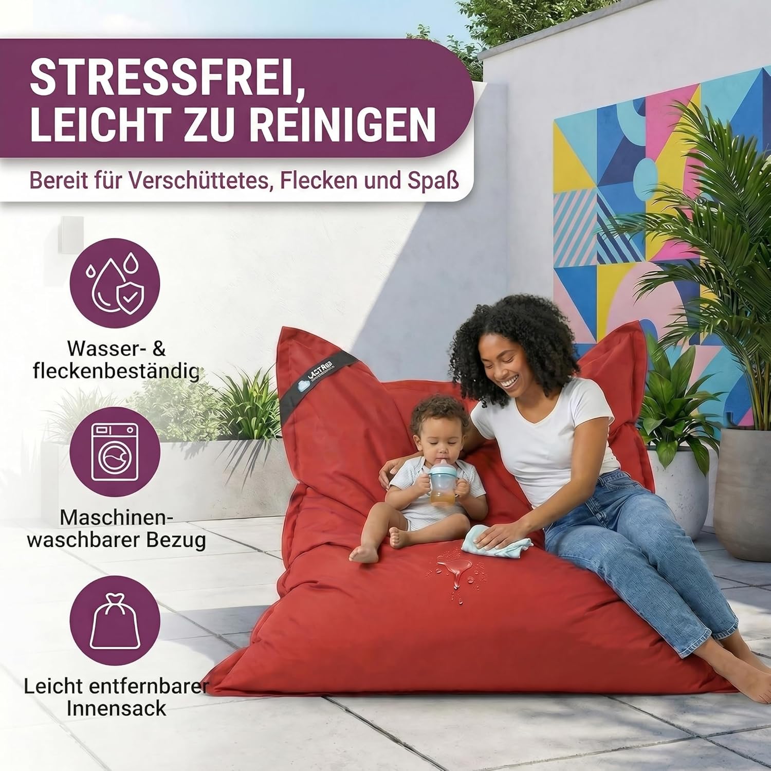 LazyBag Outdoor Sitzsack Junior – Wasserfestes Sitzkissen für Kinder