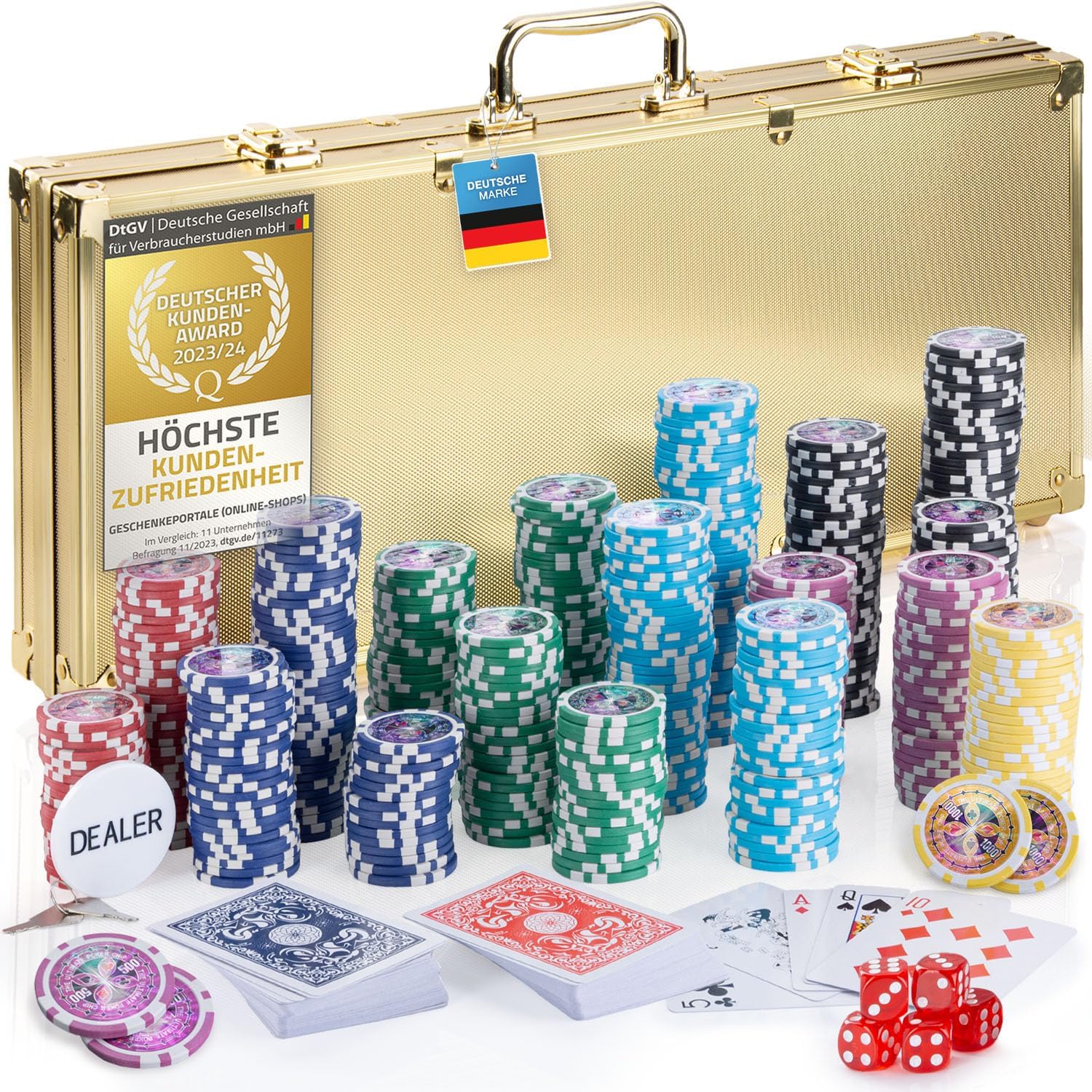 Profi Pokerset mit 500 Chips & Alu-Koffer – Casino-Feeling für Zuhause