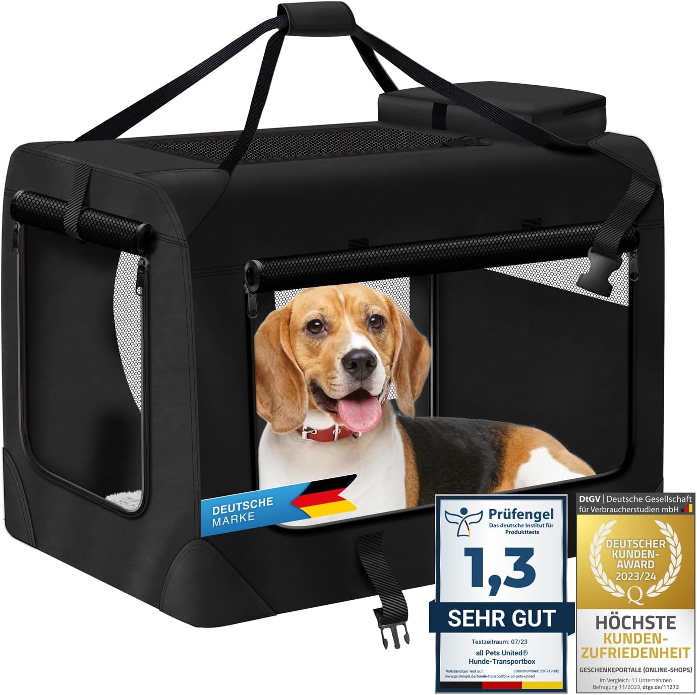 Hundetransportbox & Laufstall Kombi - Faltbare Auto-Hundebox