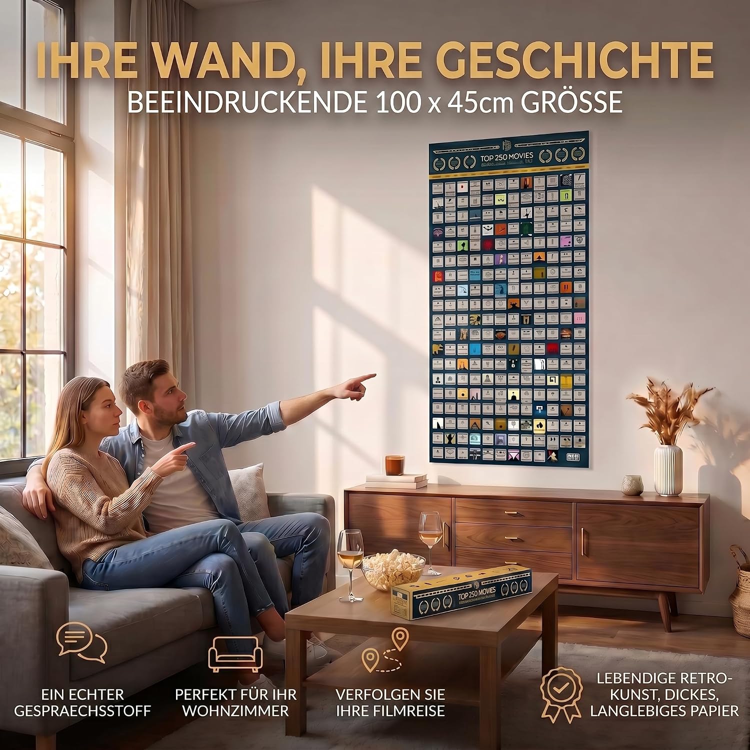 Top 250 Movie Bucket List Scratch Poster XXL - 100x45cm Filmposter