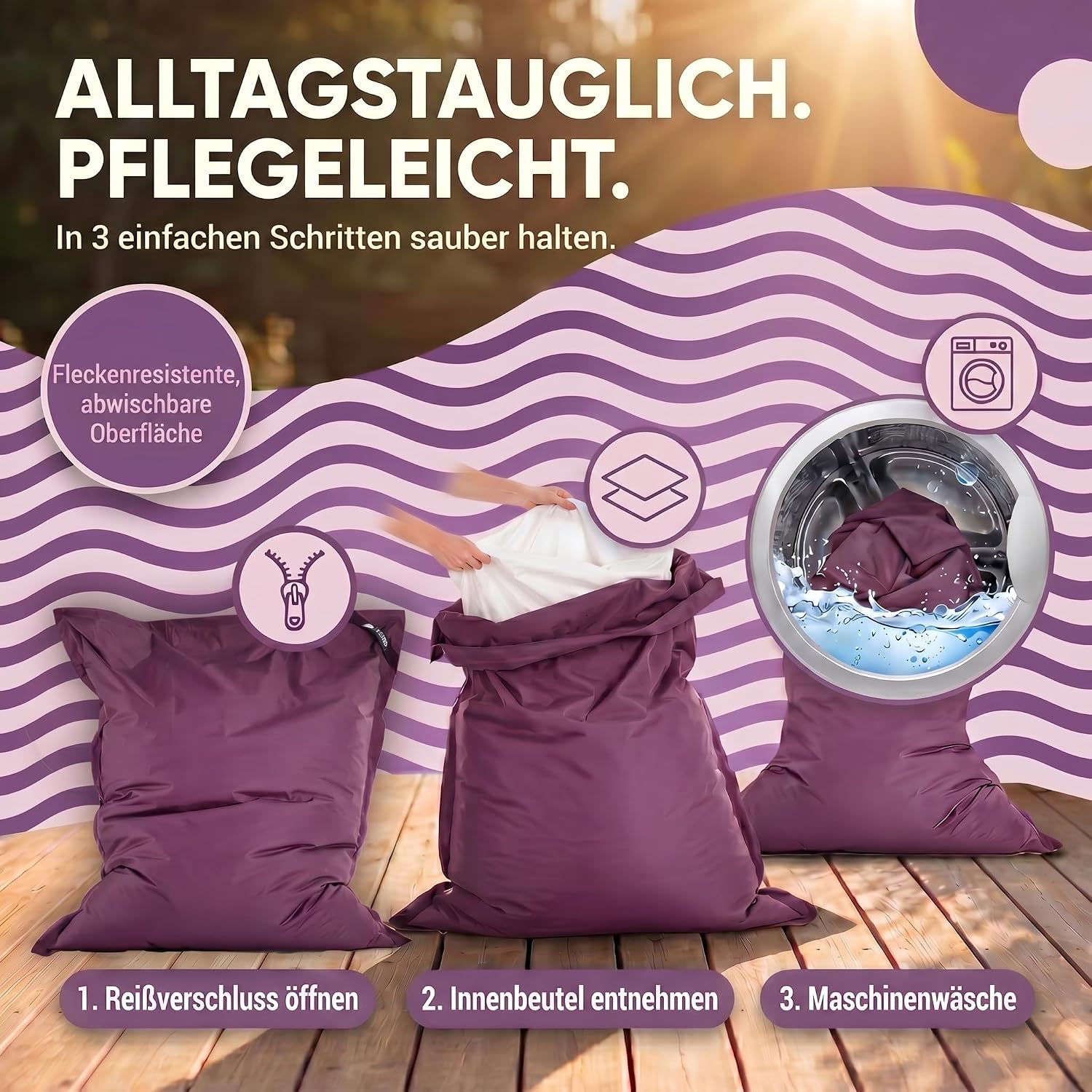 LazyBag XXL Sitzsack - Wasserfestes Outdoor Sitzkissen 180x140 cm