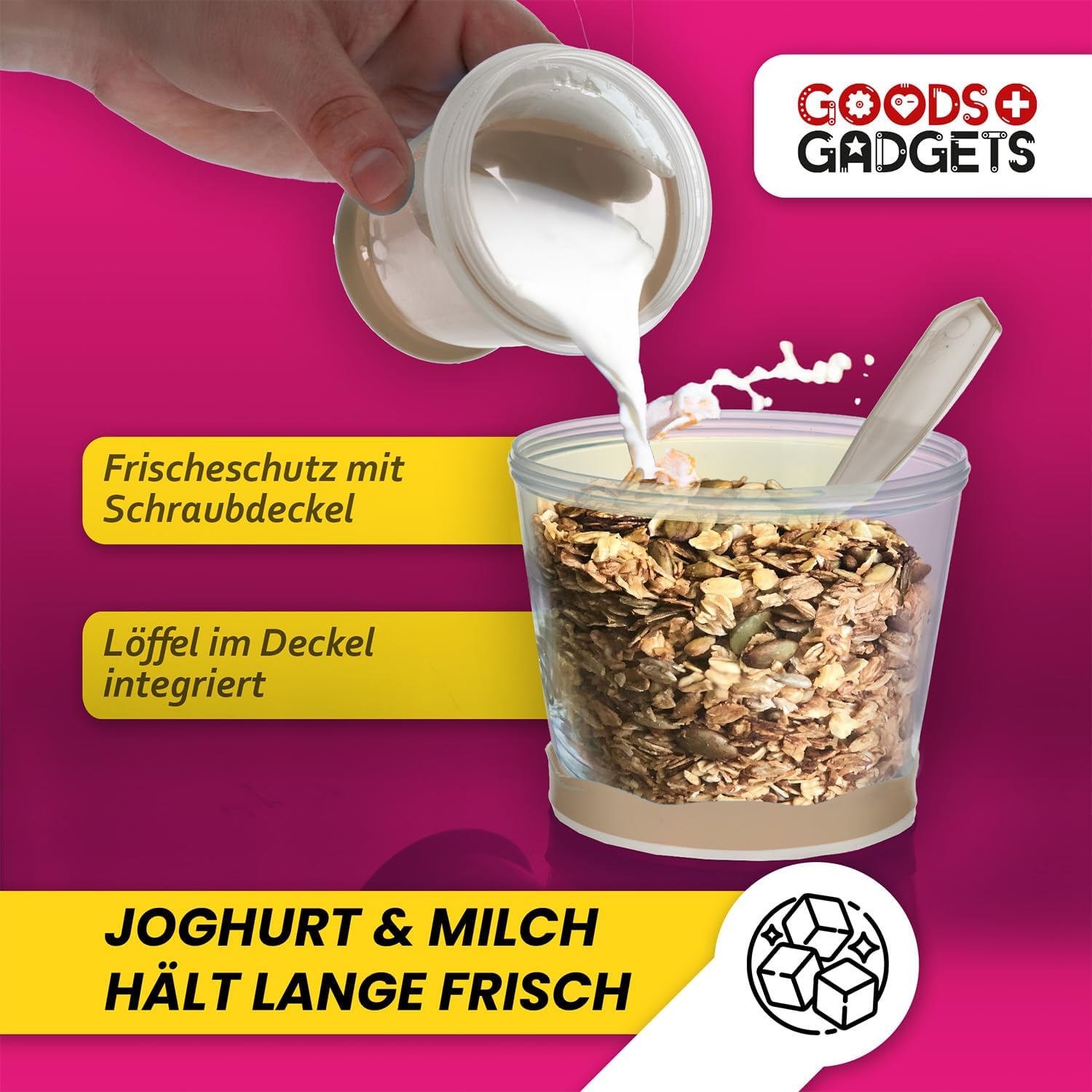 Müsli-to-Go Becher mit Löffel - Dein auslaufsicherer Snack-Begleiter