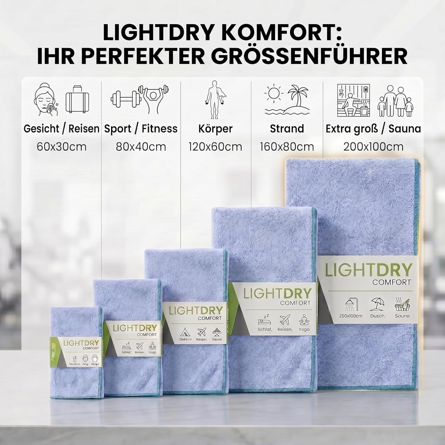 Mikrofaser Reisehandtuch 80x40 cm - Kompaktes Sporthandtuch