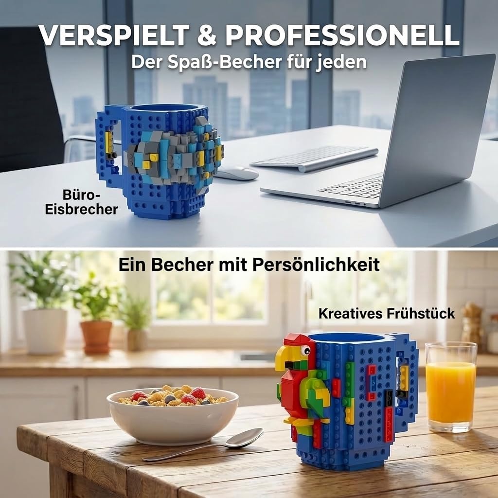 Brick Mug - Bausteine-Kaffeetasse 350ml - Kompatibler DIY Becher