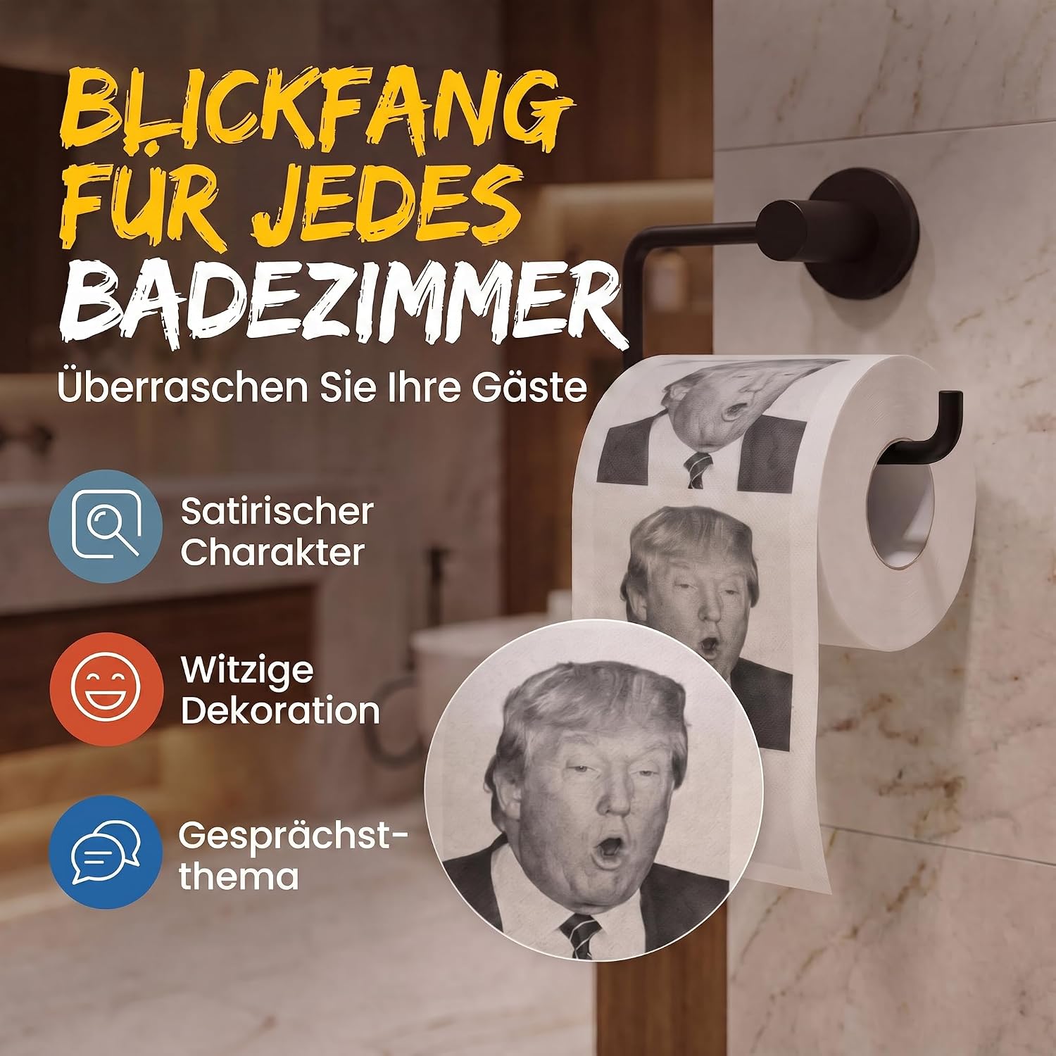 Trump Toilettenpapier - Witziges Klopapier als Party-Geschenk