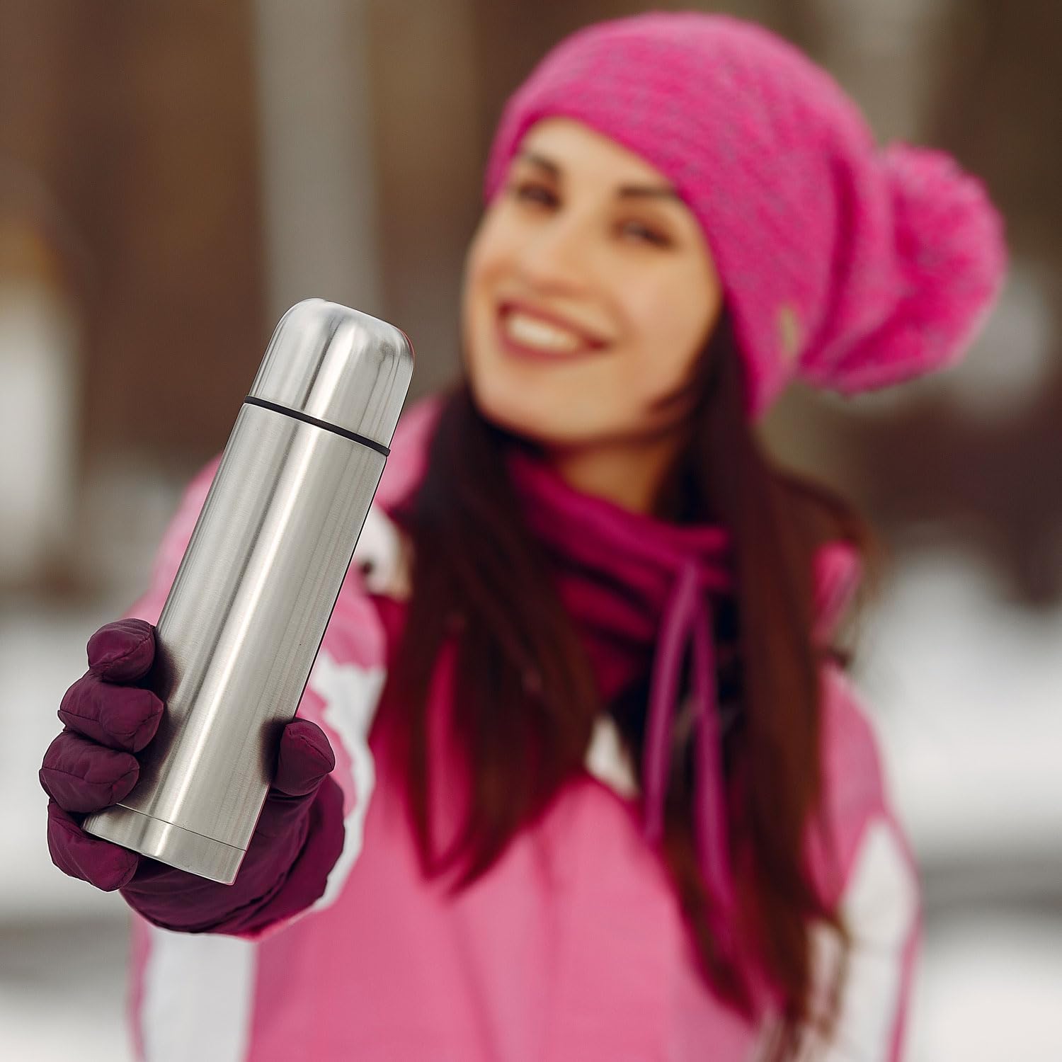 Edelstahl Thermoskanne 1L - Auslaufsichere Isolierflasche 12h heiß