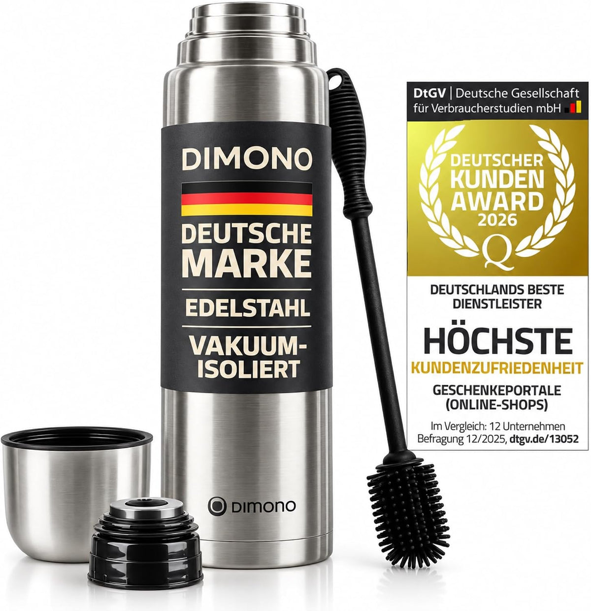 Edelstahl Thermoskanne 1L - Auslaufsichere Isolierflasche 12h heiß