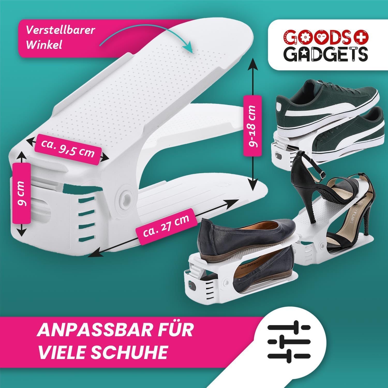 2er Set Schuhstapler - Platzsparende Schuhorganizer für den Schrank