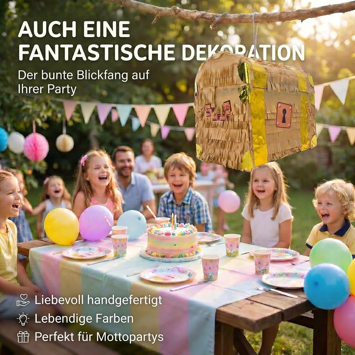 Schatzkiste Pinata - Stabile Schatztruhe Partydeko