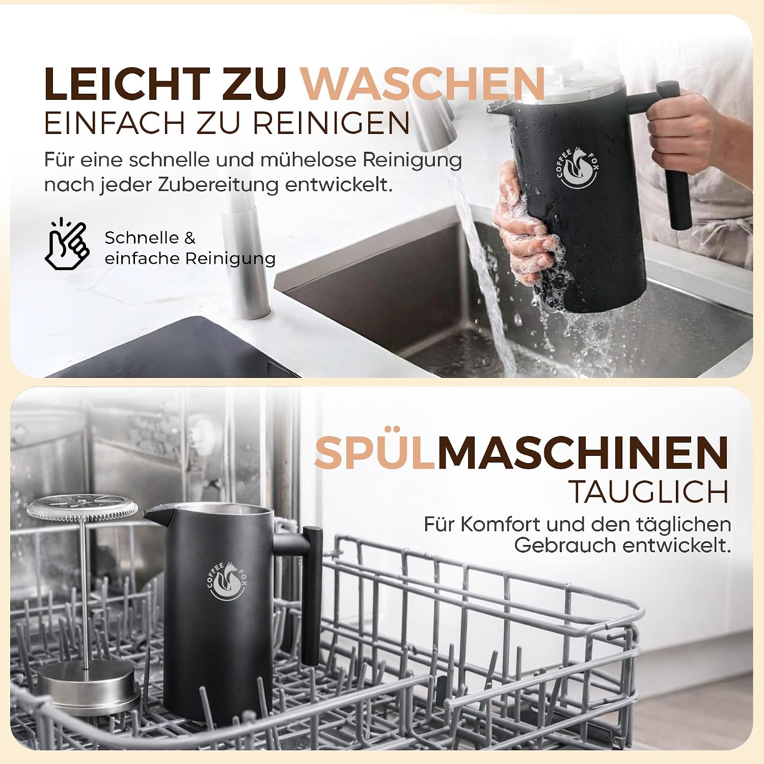 Edelstahl French Press 350ml - Bruchfeste Kaffeebereiter Kanne