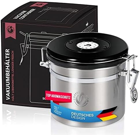 Kaffeedose Edelstahl 900ml - Luftdichter Vakuum-Kaffeebehälter