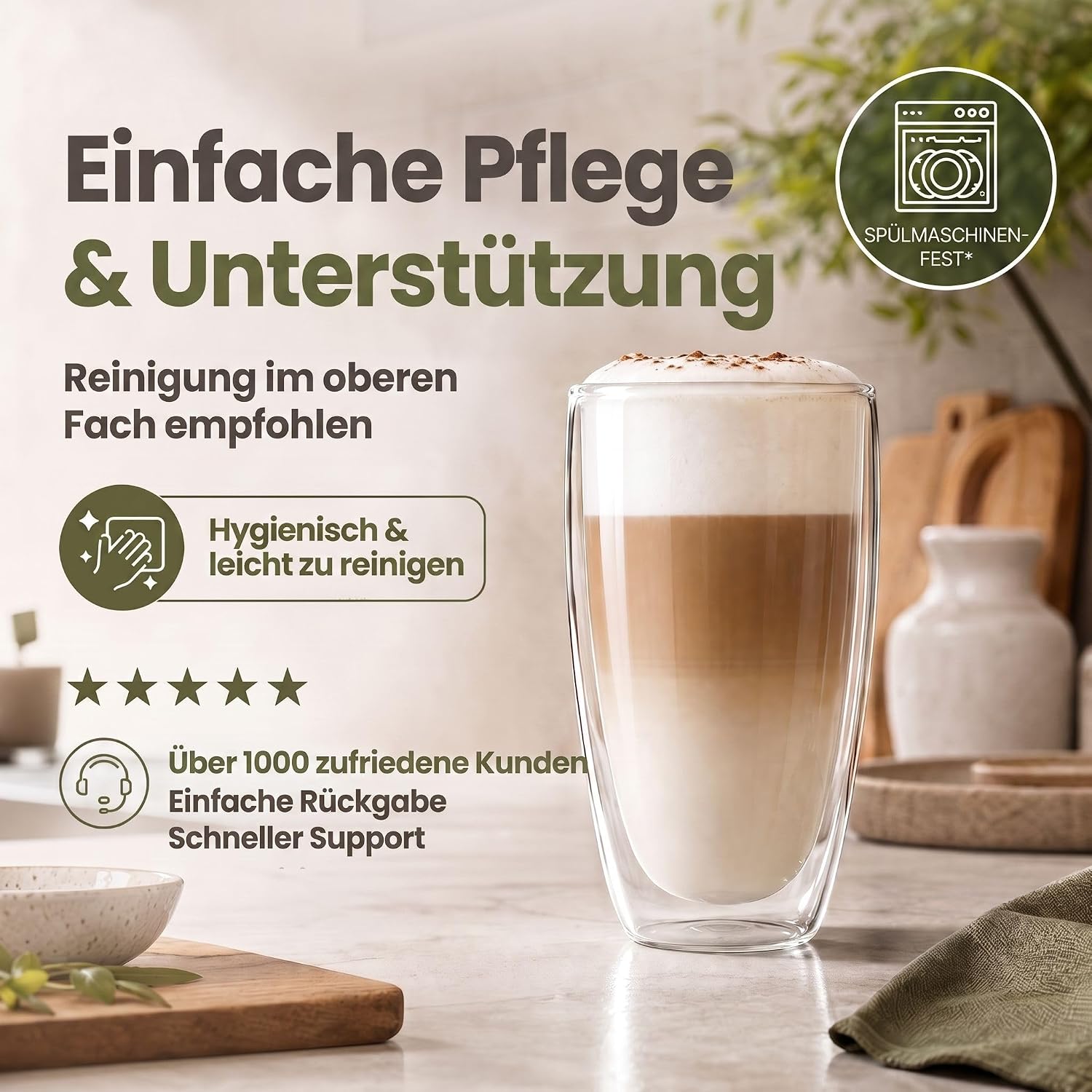 Dimono Thermo-Longdrinkglas 450ml - Doppelwandiges Isolierglas