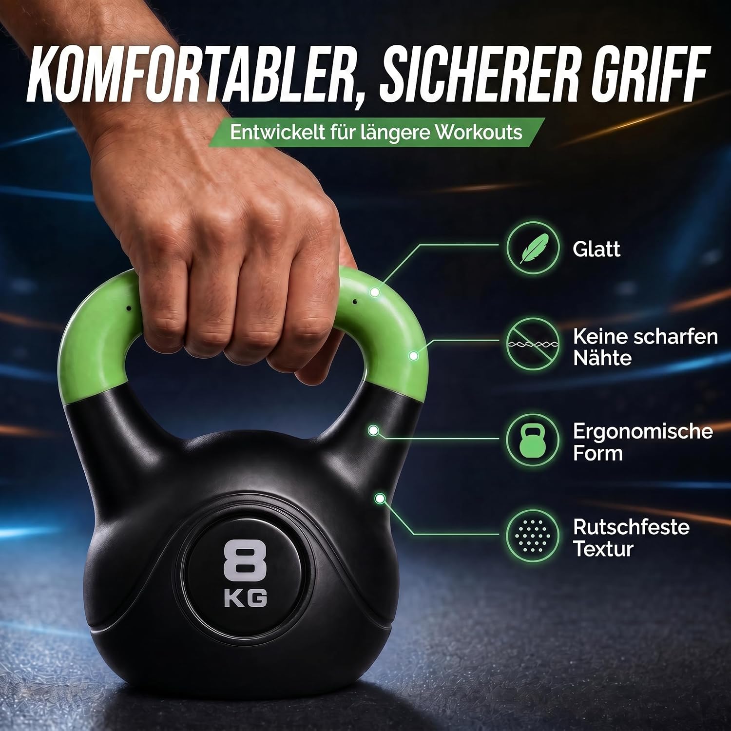 Kettlebell Kugelhantel Deluxe 2-20 kg – Bodenschonendes Krafttraining