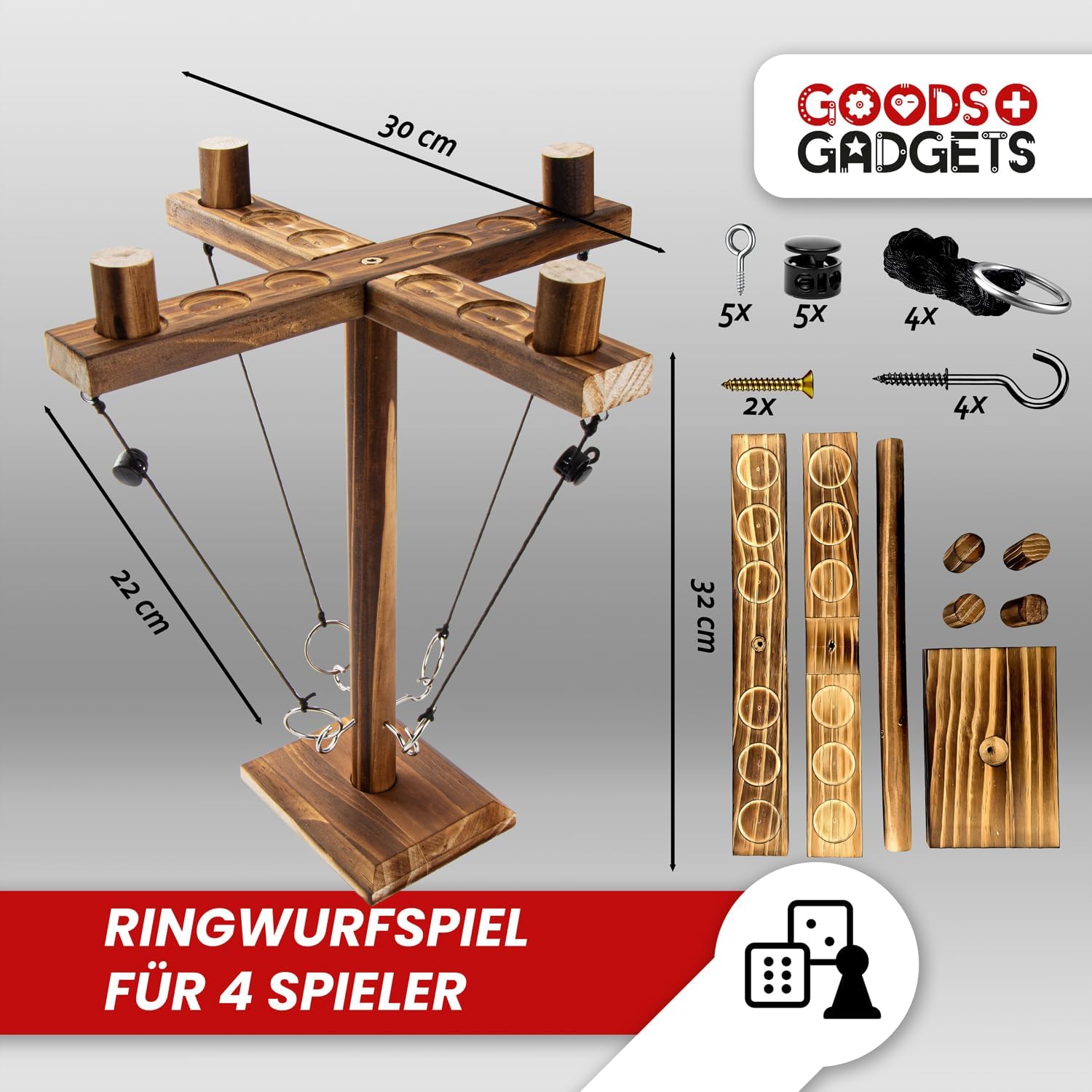 Ringwurf-Spiel Deluxe 2.0 aus Holz – Spannendes Party-Haken-Spiel